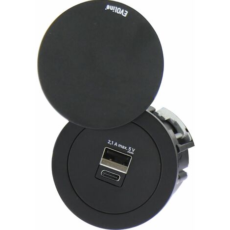 Evoline One USB-Charger 2-fach Typ A+C, mit Drehdeckel, KS weiß