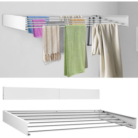 Séchoir à Linge Mural Rétractable Mumisuto - Alliage Aluminium, 127cm - Intérieur/Extérieur