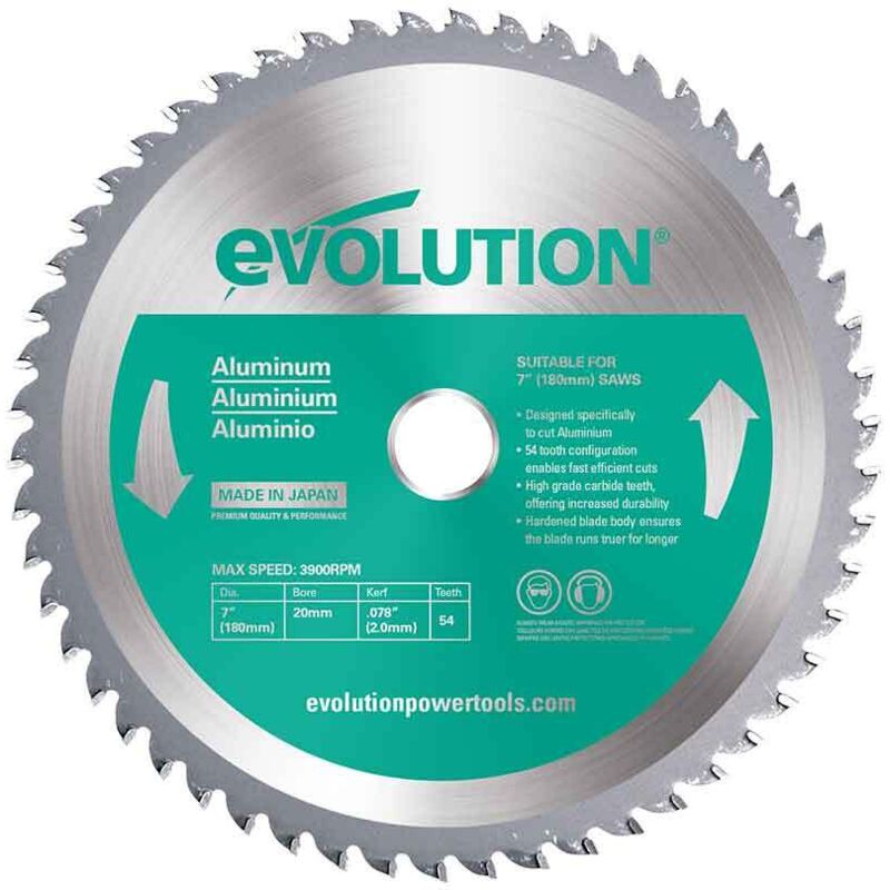 Optimum - Evolution Aluminium Cutting Circular Saw Blade 180 x 20mm x 54T EVLA1802054