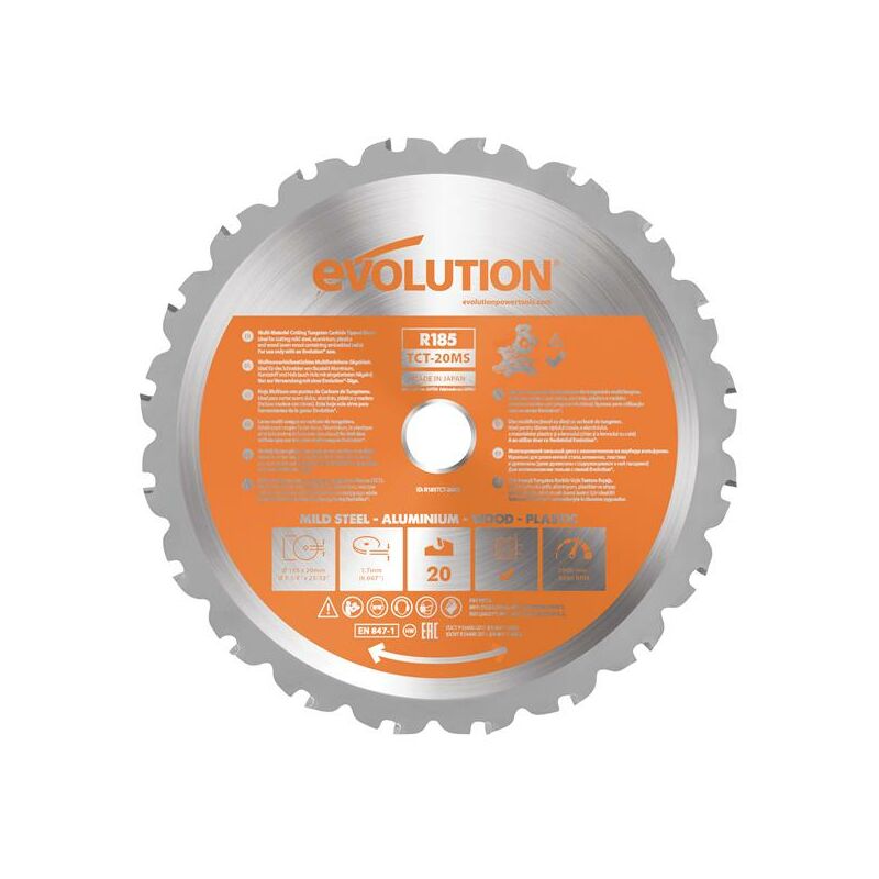 Evolution Multi-Material Mitre Saw Blade 185 x 20mm x 20T EVL185MULTMS