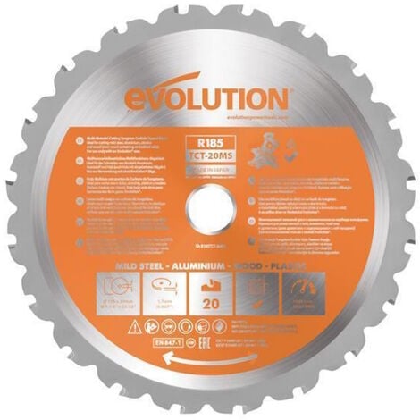 Evolution 185mm Multi-Material Cutting 20T Blade R185TCT-20MS (Mitre Saws Only)