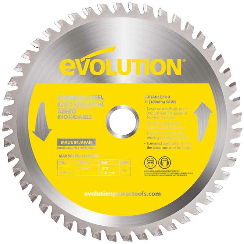 Evolution 185mm Stainless Steel Cutting 48 Tooth Tungsten Carbide Tipped Circular Saw Blade