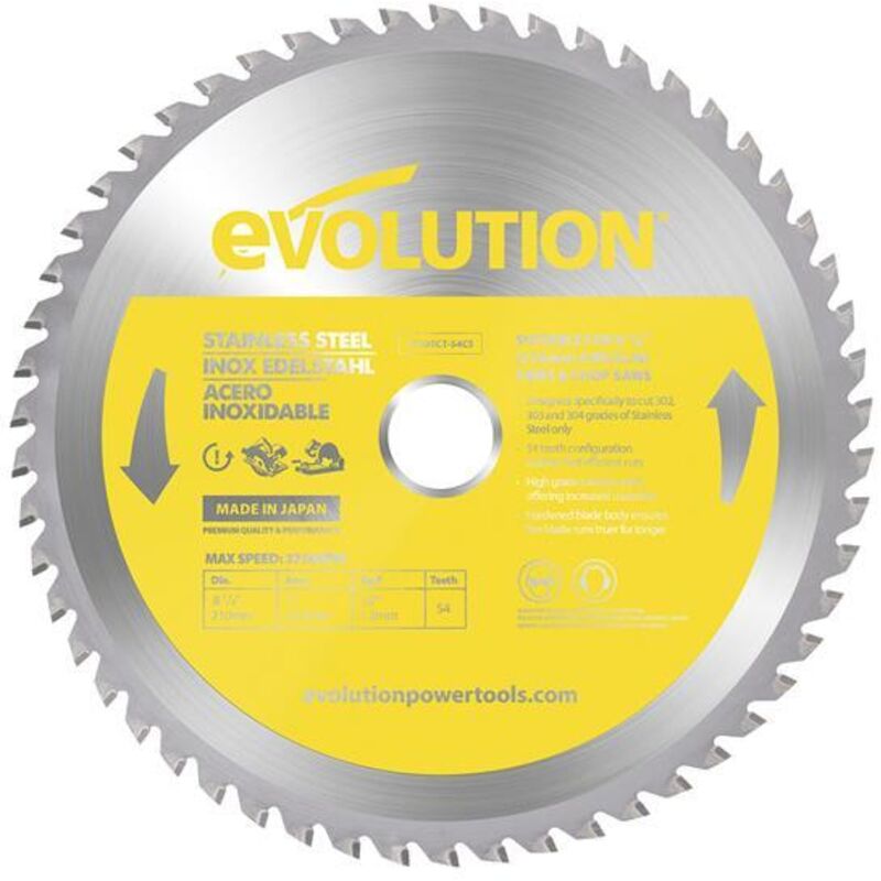 Evolution Power Tools Stainless Steel Cutting Circular Saw Blade 210 x 25.4mm x