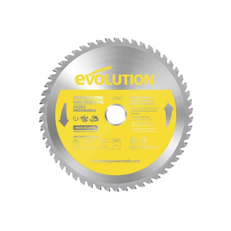 Evolution Stainless Steel Cutting Circular Saw Blade 210 x 25.4mm x 54T EVLS210TC54C