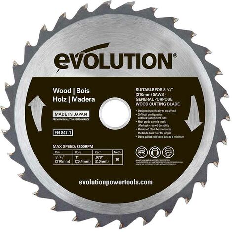 EVOLUTION POWER TOOLS Evolution 185mm Wood Cutting 24 Tooth Tungsten Carbide Tipped Blade