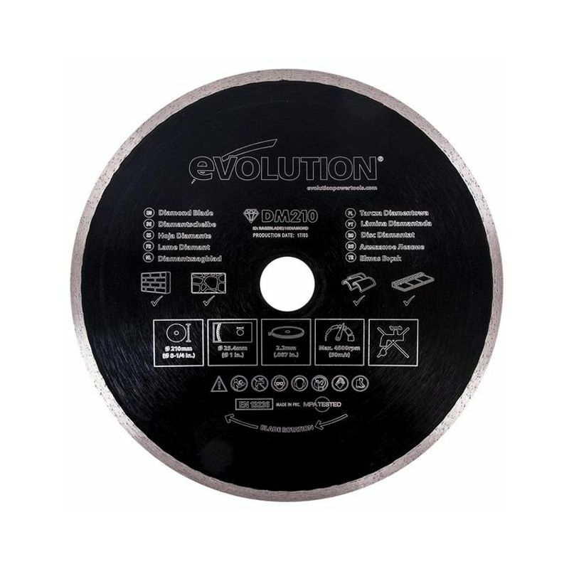 Evolution - Power Tools Diamond Blade, Continuous Rim 210 x 25.4mm EVL210DIAM