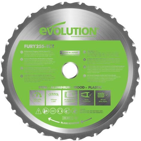 Evolution 255mm Multi-Material Cutting 24 Tooth Tungsten Carbide Tipped Blade