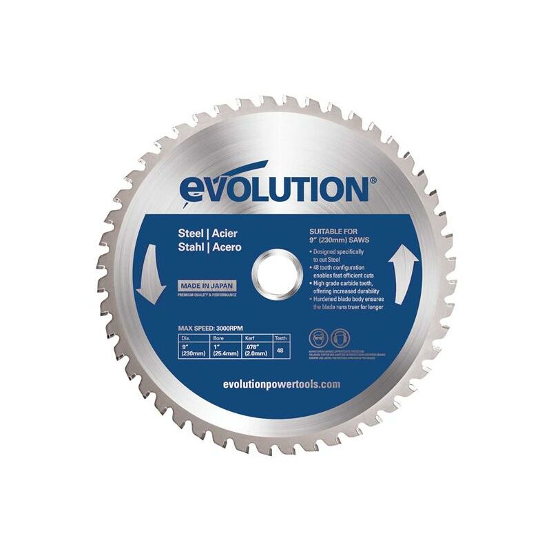 Evolution Mild Steel Cutting Circular Saw Blade 230 x 25.4mm x 48T EVLS2302548