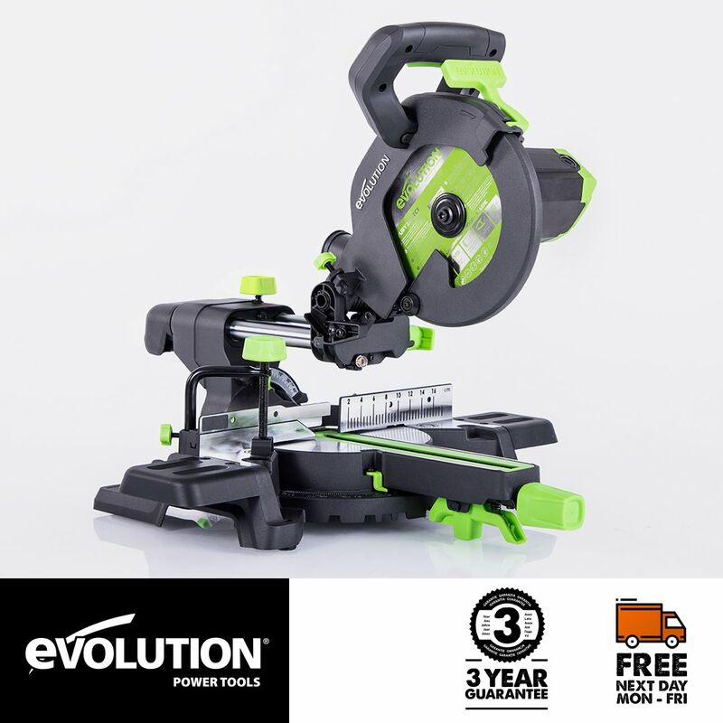 Evolution F210SMS 210mm Sliding Mitre Saw With tct Multi-Material Cutting Blade (230v)