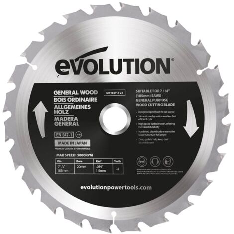 Evolution Power Tools GW185TCT-24 - Lama per sega, 185 mm