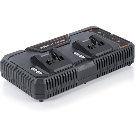 Evolution Power Tools R18RCH-Li2 Doppio caricatore rapido per batterie Li-Ion EXT 18V, compatibile con Erbauer ed Evolution, ideale per seghe e trapani, batteria non inclusa, 18V