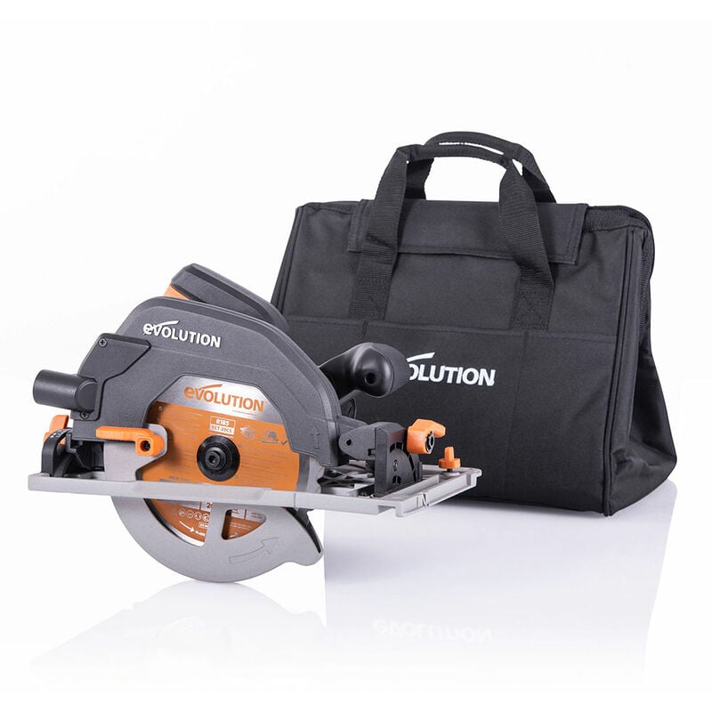 Scie circulaire 185mm Evolution R185CCSX+ avec Lame multi-matériaux et Sac de transport