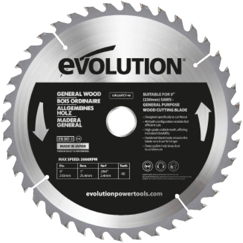 Image of Evolution Power Tools-build - Evolution Power Tools – costruire RAGEBLADE255WOOD Evolution 255 mm legno lama in metallo duro, 0 V, multi, 255 mm
