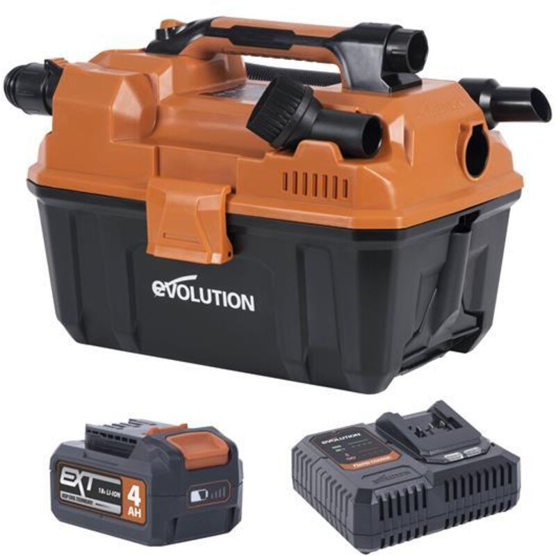 Evolution Power Tools - Evolution R11VAC-Li Cordless Wet And Dry Workshop Vacuum 18v Li-Ion ext (Battery & Charger Included)