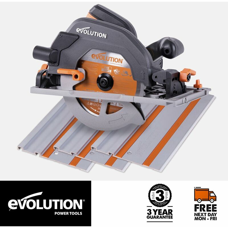 Evolution R185CCSX 185mm Circular Saw with 1020mm Track and tct Multi-Material Cutting Blade (230V)