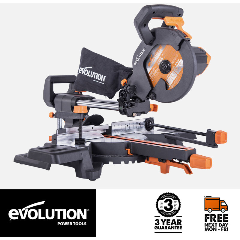 Evolution R210SMS-300+ Sliding Compound Mitre Saw With tct Multi-Material Cutting Blade (230V)