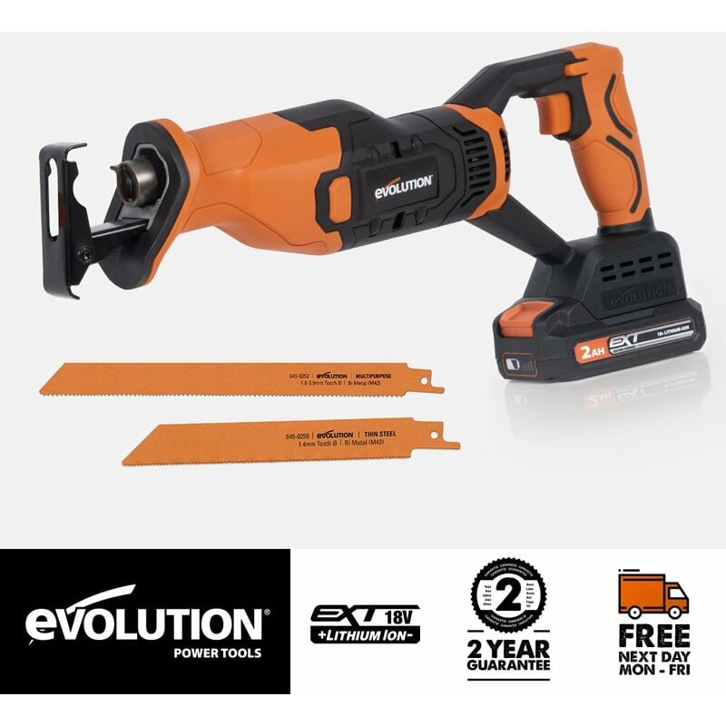 Evolution Cordless R150RCP-Li Reciprocating Saw 18v Li-Ion ext Inc Multi-Material Blades (Bare - No Battery & Charger)