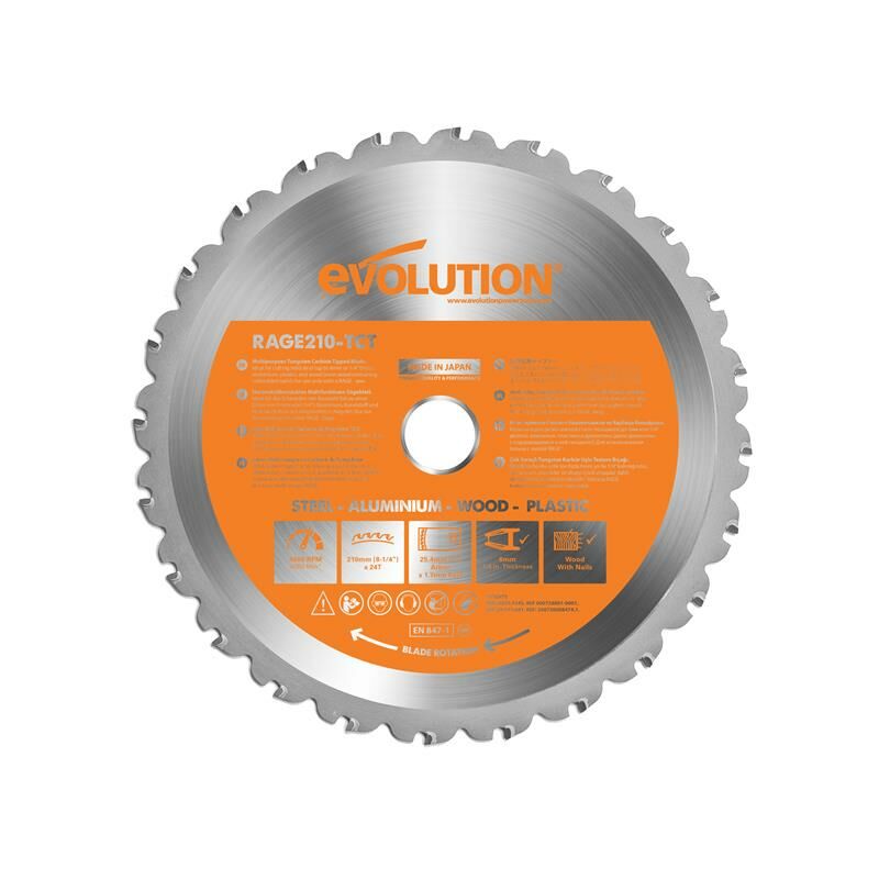 210mm Multi-Material Cutting 24 Tooth Tungsten Carbide Tipped Saw Blade - Evolution