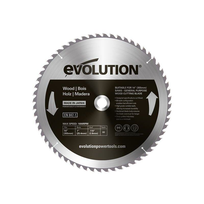 Evolution 355mm Wood Cutting 60 Tooth Tungsten Carbide Tipped Blade