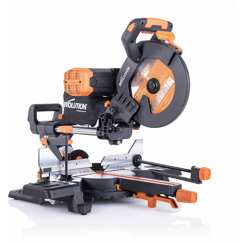 Evolution - Scie à onglet électrique 255mm R255SMS-DB+ double biseau avec Lame multi-matériaux