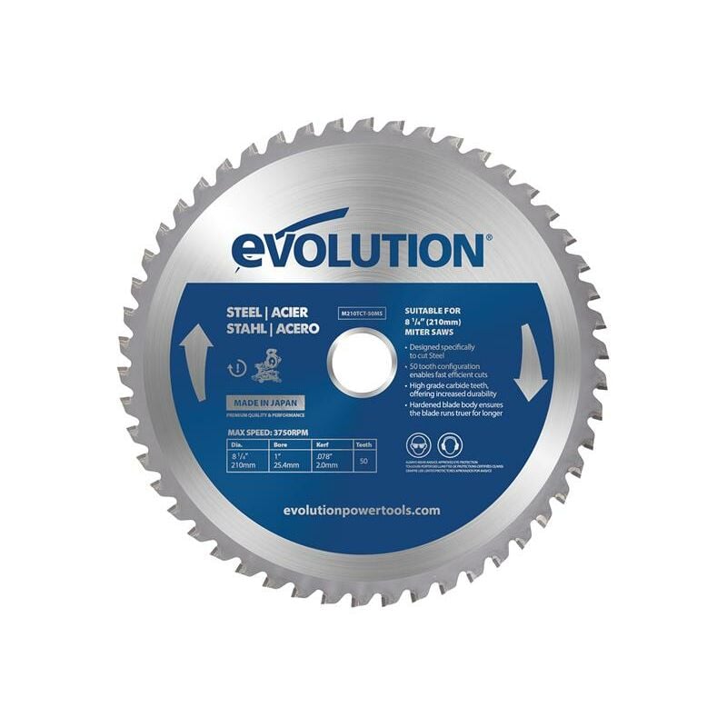 Evolution Mild Steel Cutting Mitre Saw Blade 210 x 25.4mm x 50T EVLM210TC50M