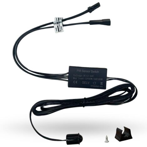 Evotrade Capteur LED 12-24V Mini – Encastrable ou Surface (Détection Proximité 1-3 m, Noir)