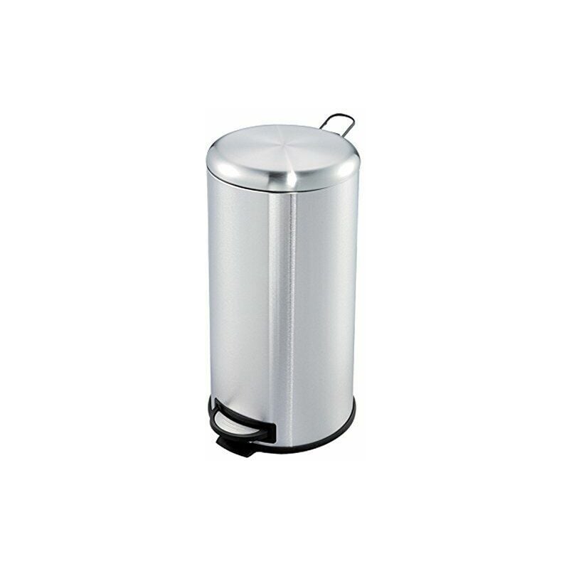 30L Stainless Steel Waste Bin with non-slip Pedal for Kitchen Office Bathroom Waste - Silver - Evre
