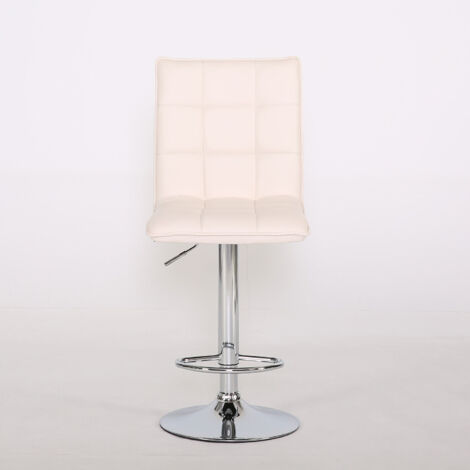 Evre Cuban Bar Stool Adjustable Swivel Gas Lift  for Pubs Counters Kitchens Bars (White)
