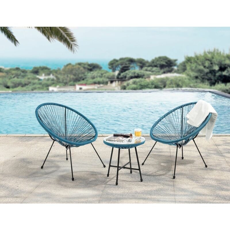 Goa Acapulco Styled Garden Furniture Set Bistro Patio Indoor Outdoor Teal - Evre