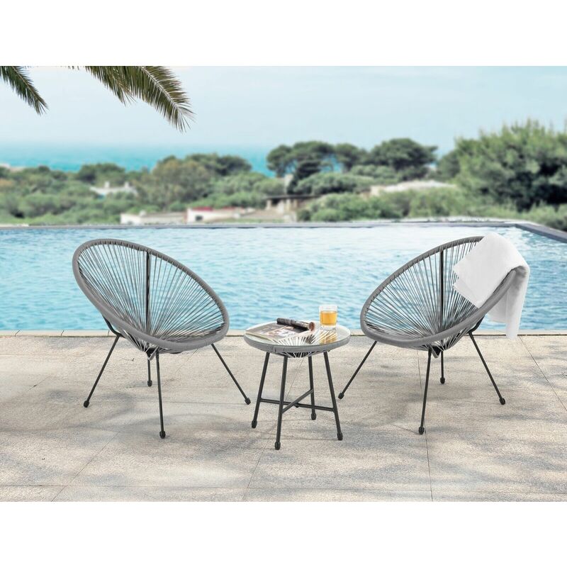 Goa Acapulco Styled Garden Furniture Set Bistro Patio Indoor Outdoor Grey - Evre