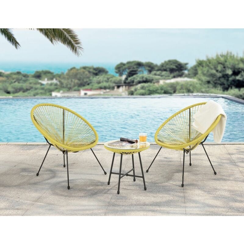 Goa Acapulco Styled Garden Furniture Set Bistro Patio Indoor Outdoor Bumblebee Yellow - Evre