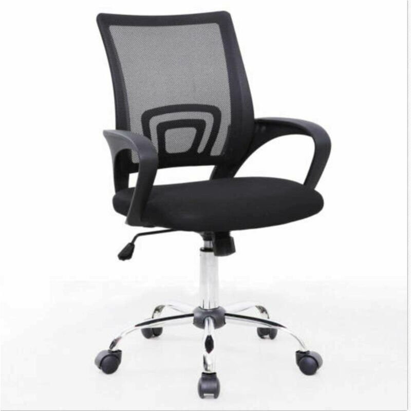 Mesh Back Swivel Padded Desk Chair (Black) - Evre