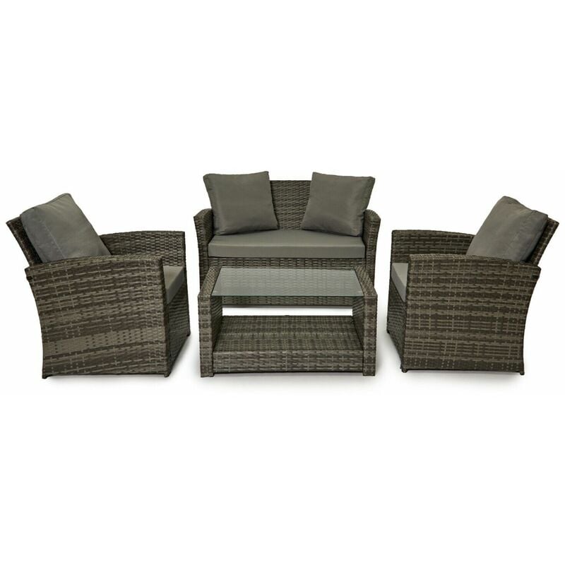 Rattan Garden Furniture Weave Wicker Sofa Set Conservatory Set Grey Roma - Evre