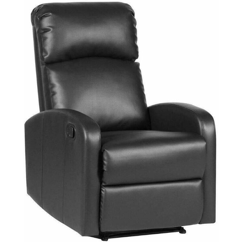 Recliner Arm Lounge Chair with Adjustable Leg Rest - PU Leather (Black) - Evre