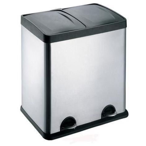 Evre Recycling Bin with Lids for Kitchens / 60 Litre Capacity / 2 Compartments Waste Separation (60L)