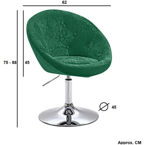 Evre Velvet Texture Round Height Adjustable Lounge Office Bar Swivel Chair With Backrest (Green)