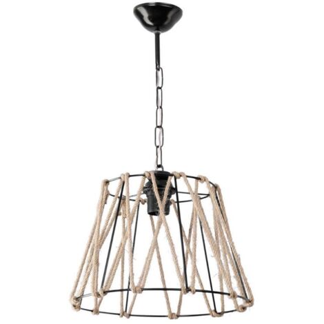 Evren ASZ0881 Lámpara colgante de cuerda y metal negro