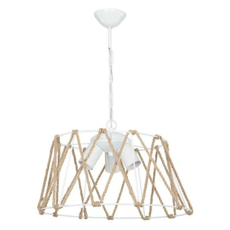 Webmarketpoint - Evren ASZ1030 suspension 3 lumières métal blanc et corde
