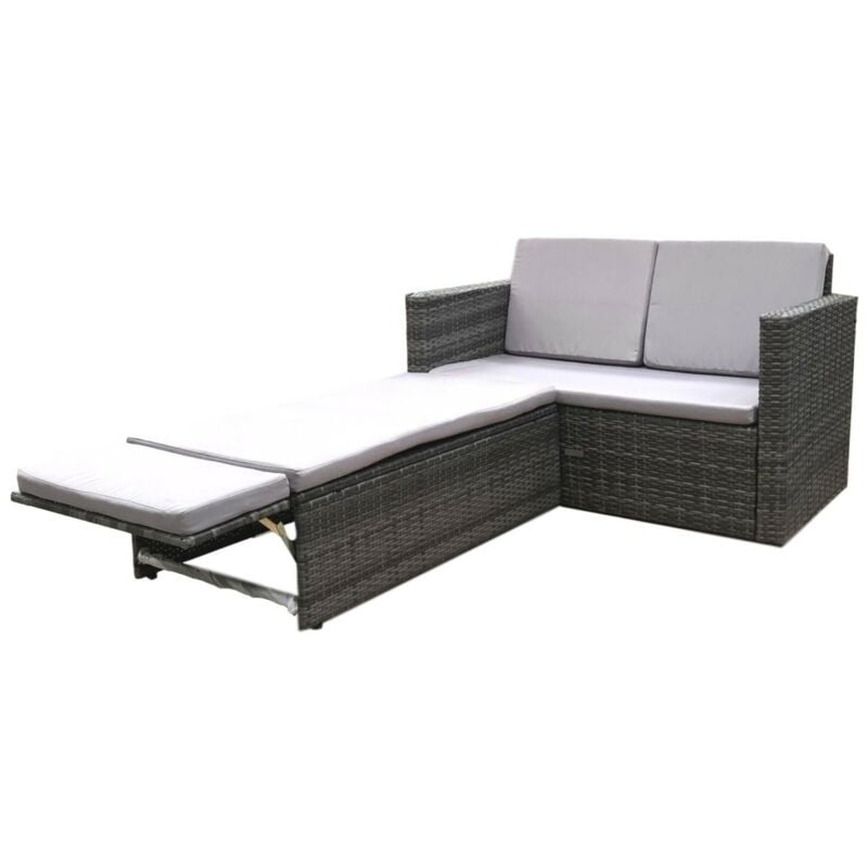 Rattan Outdoor Garden Sofa Furniture Love Bed Patio Sun bed 2 seater Grey New - Evre