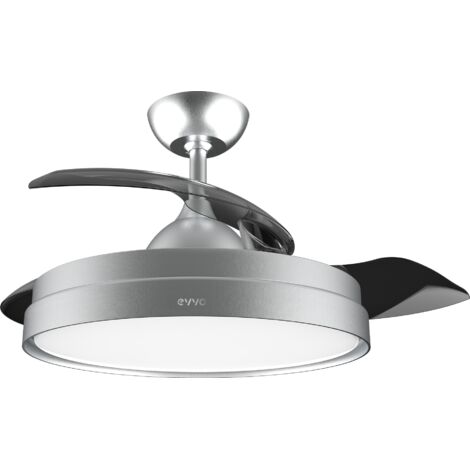 EVVO Ventilador de Techo con Aspas Rectráctiles y Luz V450 Invisible Steel