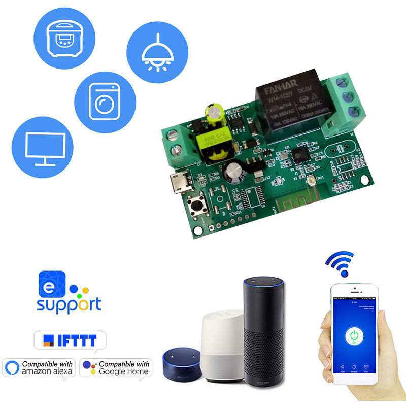 

eWeLink DC5V / AC85-250V Interruptor Wifi Modulo de rele inalambrico, Interruptor temporizador de control remoto