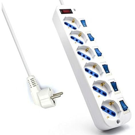 Electrobilsa F-Line Multiprise avec Interrupteur Individuel Blanc :  : Bricolage