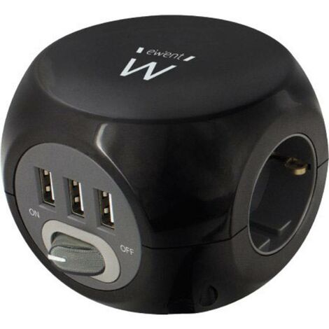 ewent by Eminent Eminent EW3938 Chargeur USB 6 x USB, Prise de courant + contact de protection avec interrupteur on/off - noir
