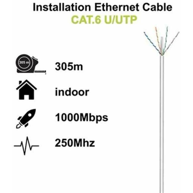 

Cable de Red Rígido UTP Categoría 6 (305 m) - Ewent