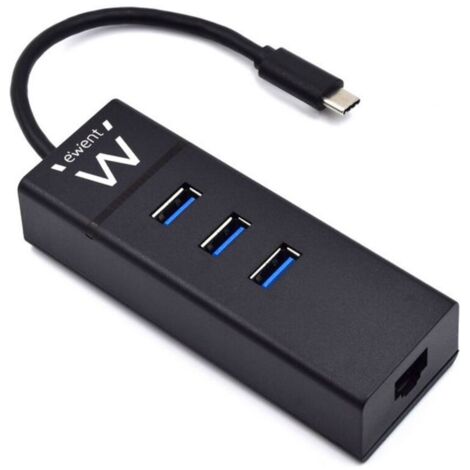 EWENT EW1141 Hub Tipo-C 3Pts.USB 3.1+1pto. GIGABIT
