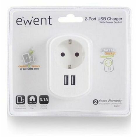 EWENT EW1211 Cargador 2 puertos usb 3.1A