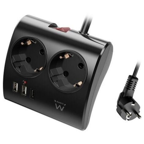 Ewent EW3871 multiprise bureau noir compact USB-C