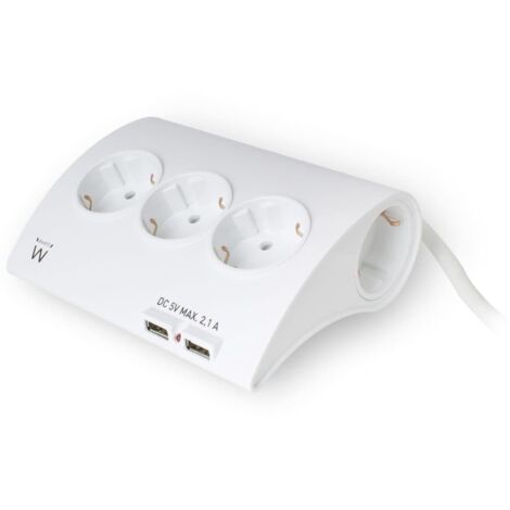 EWENT EW3935 Regleta 5 Schuko + 2 usb 2.1A