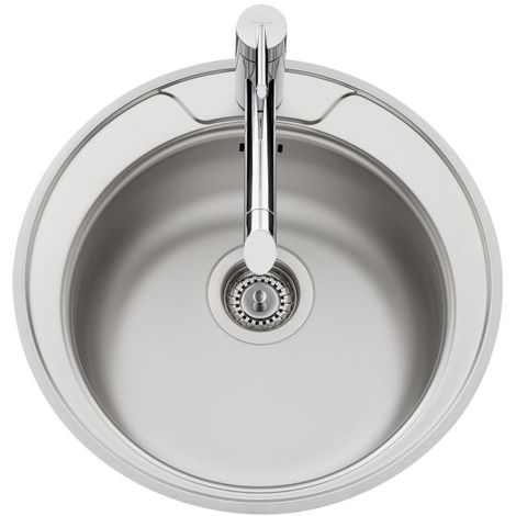 EWI EVIER CUISINE A ENCASTRER 1 CUVE SANS ÉGOUTTOIR OPALE - INOX - Ø 48 CM