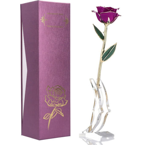 Ewige Rose, 24 Karat vergoldet, mit Ständer – Romantisches Geschenk zum Geburtstag, zur Hochzeit oder zum Valentinstag